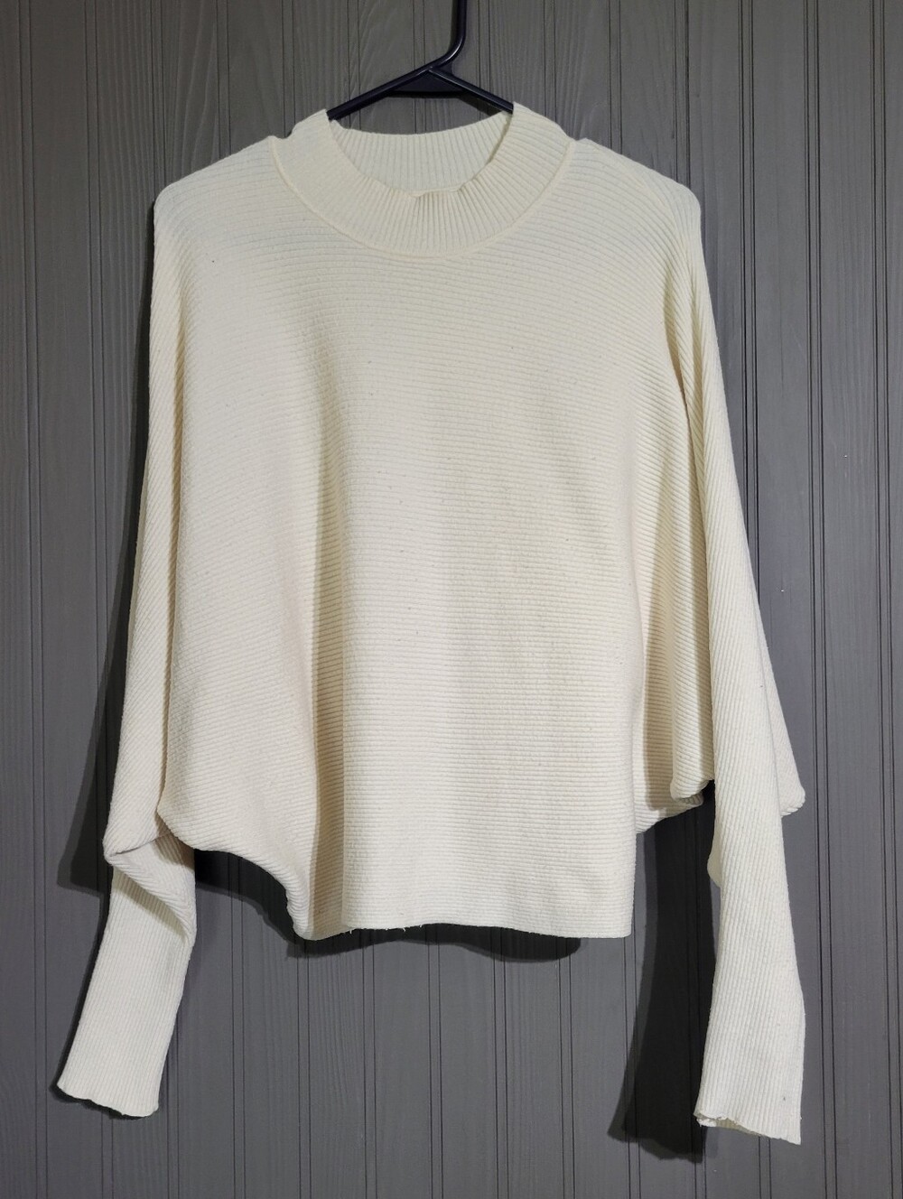 Zara Knit Long Sleeve Ribbed Sweater Oversized Mock Neck Cream Women's Small